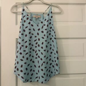 LOFT Light Blue Leaf-Print Spaghetti Strap Camisole